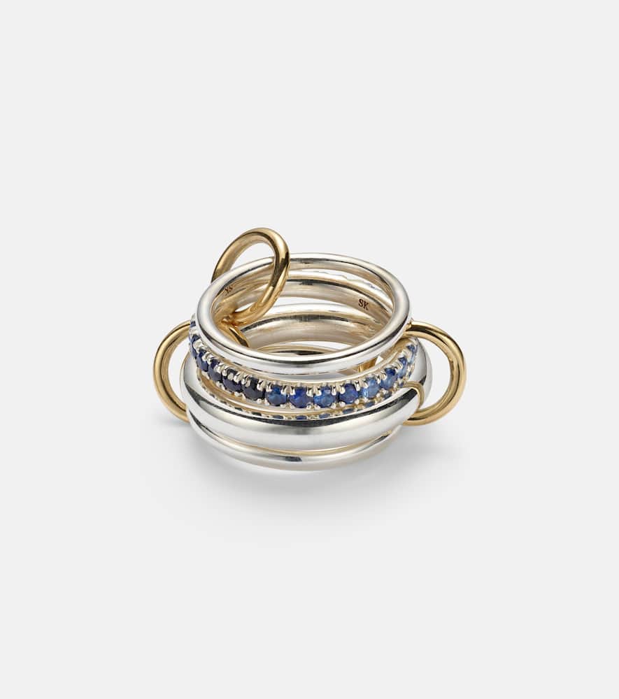 Janssen SG 18kt gold and sterling silver ring with sapphires