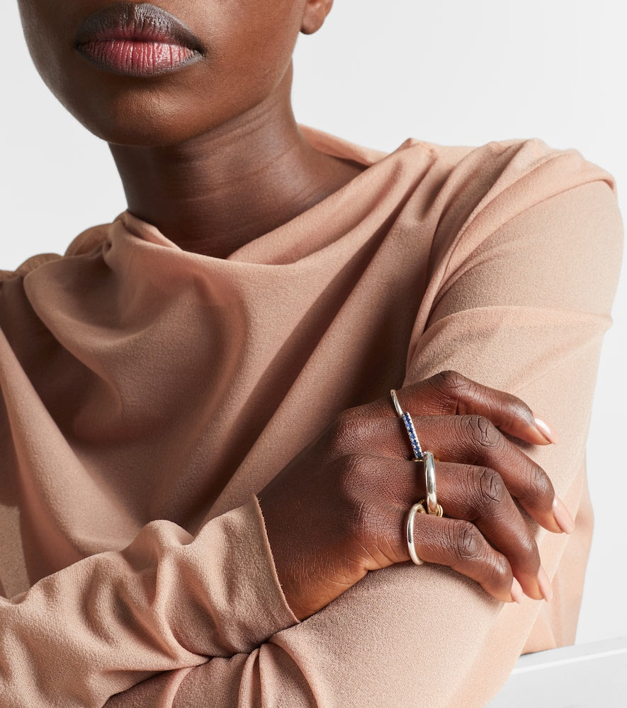 Janssen SG 18kt gold and sterling silver ring with sapphires