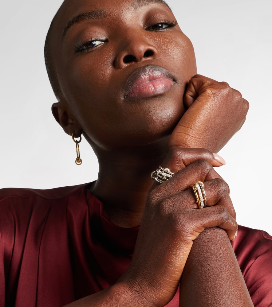 Tigris SG 18kt gold and sterling silver ring with diamonds