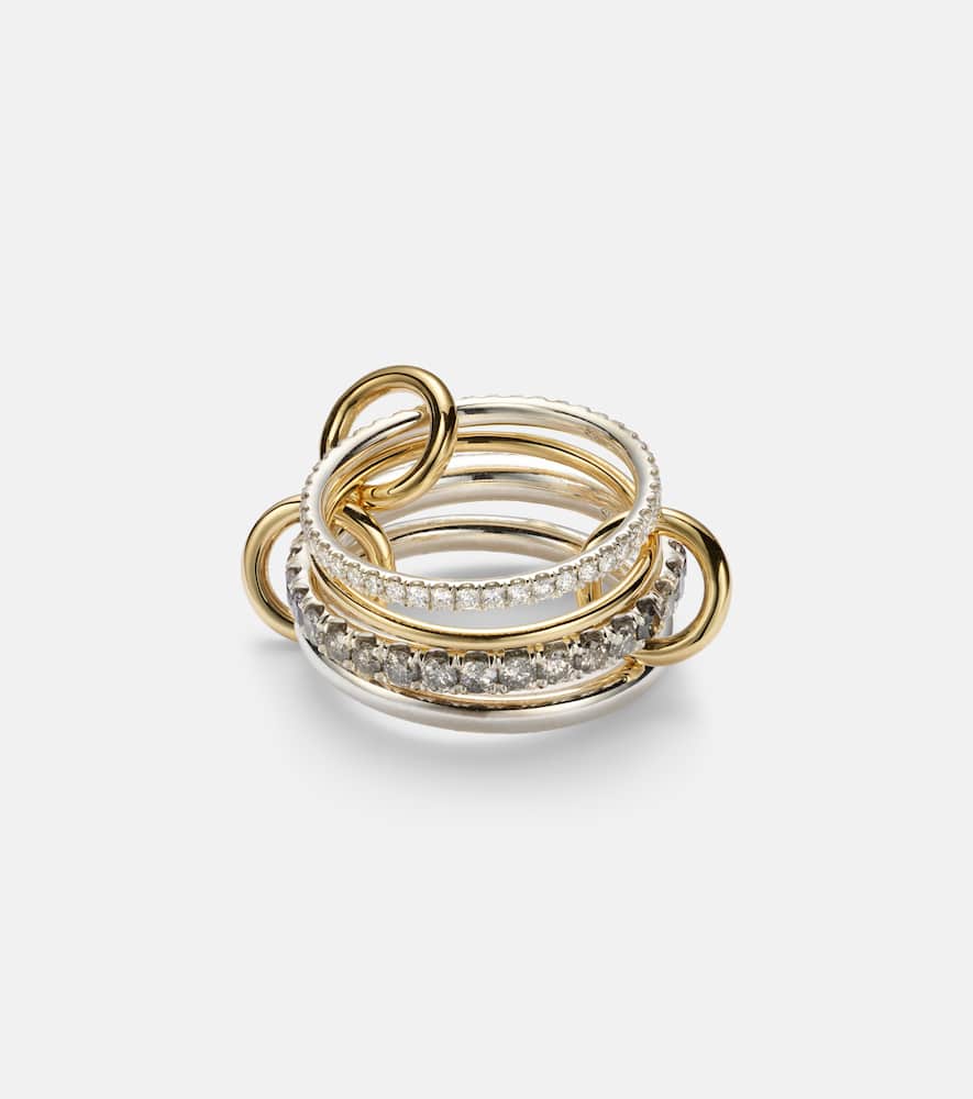 Arla 18kt gold and sterling silver ring with diamonds