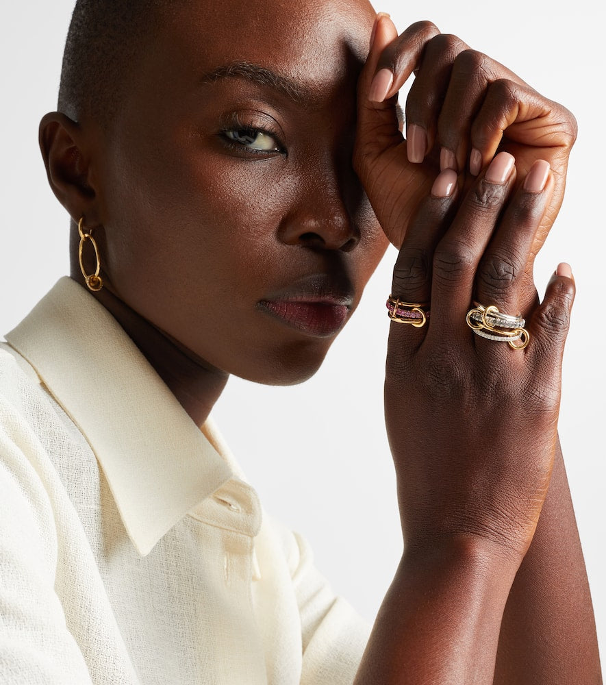 Arla 18kt gold and sterling silver ring with diamonds