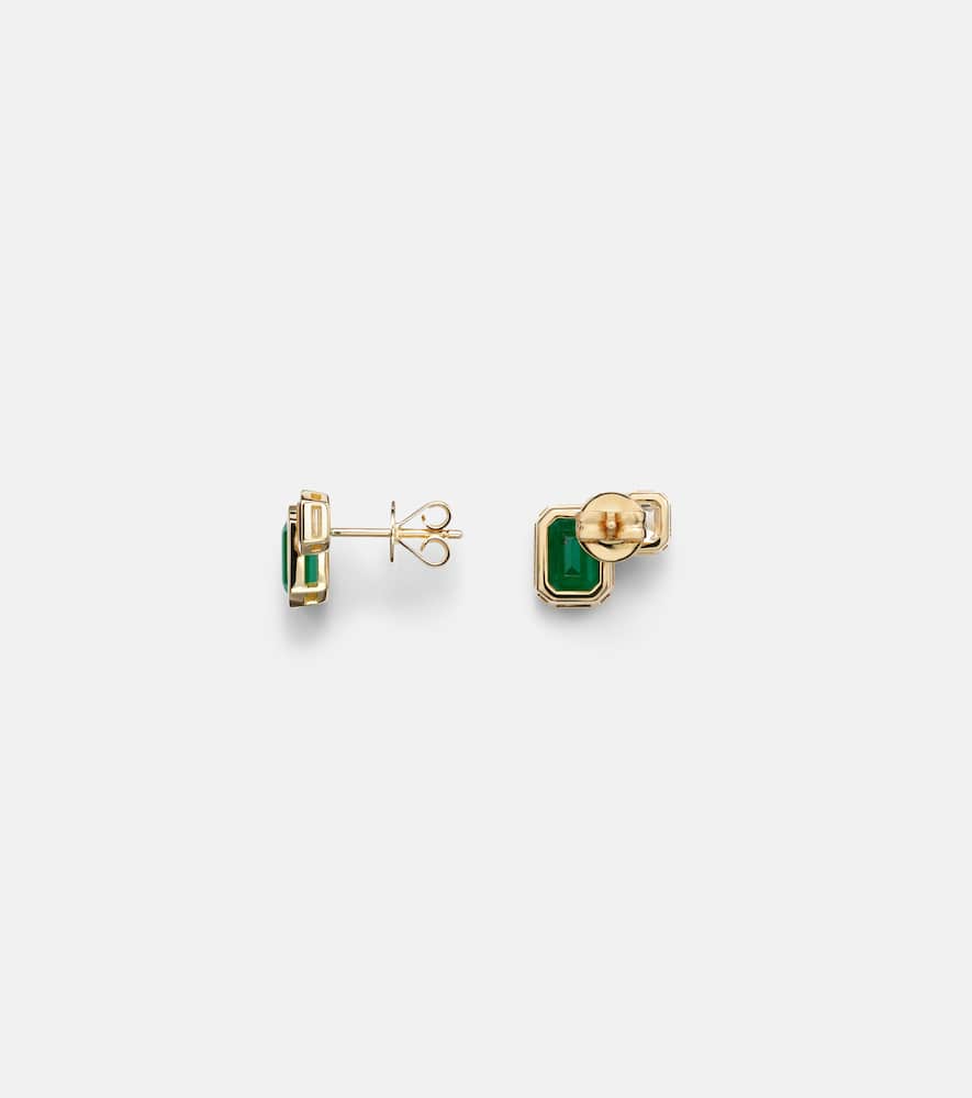 Two Step 18kt gold earrings with emeralds and diamonds