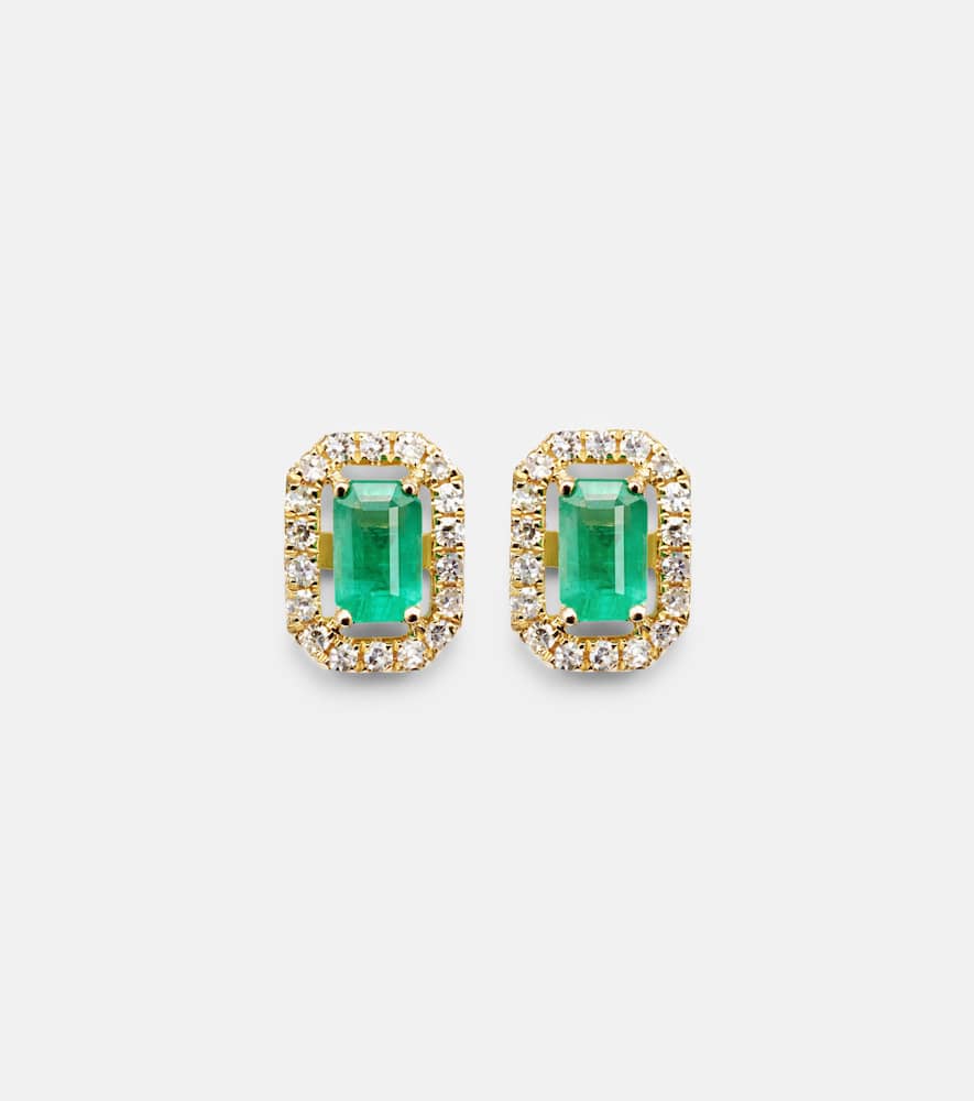 18kt gold earrings with emeralds and diamonds