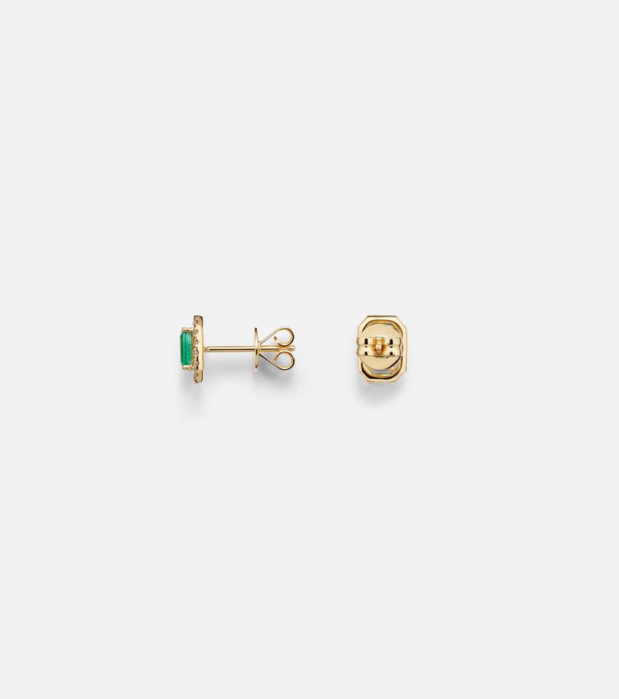 18kt gold earrings with emeralds and diamonds