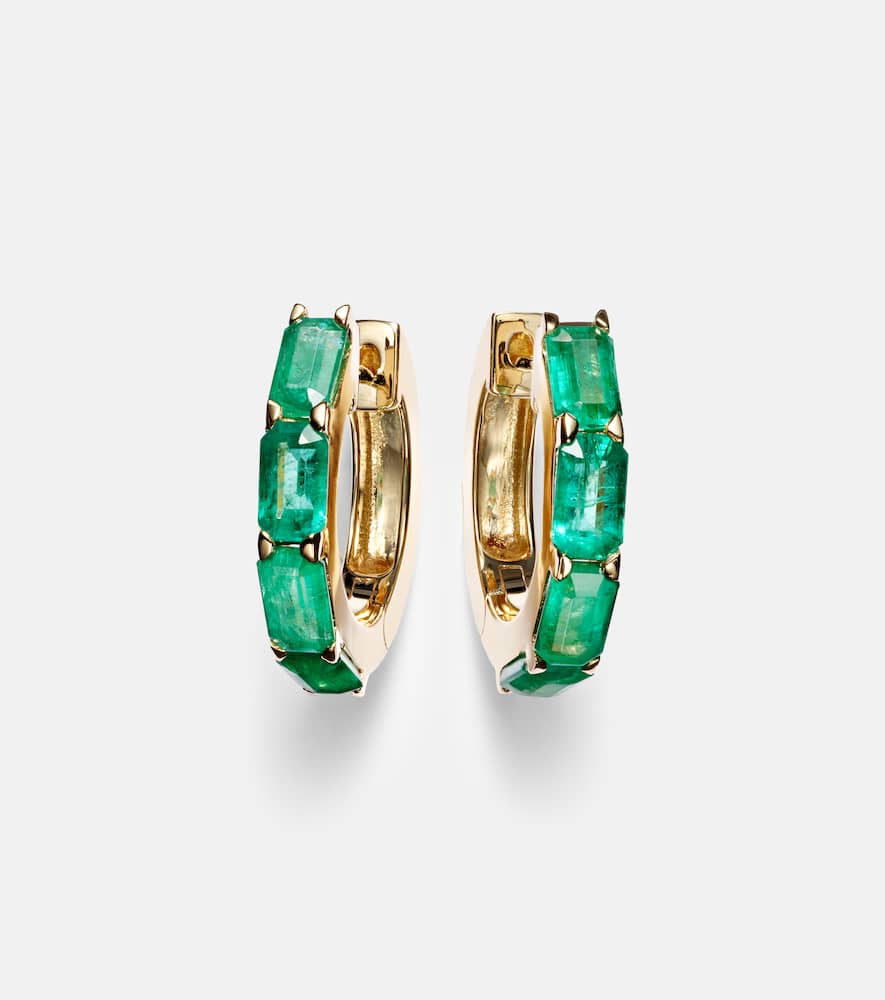 18kt gold huggie earrings with emeralds