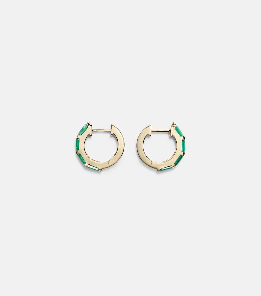 18kt gold huggie earrings with emeralds