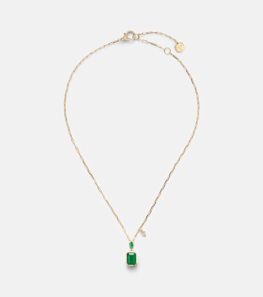 18kt gold pendant necklace with emeralds and diamond