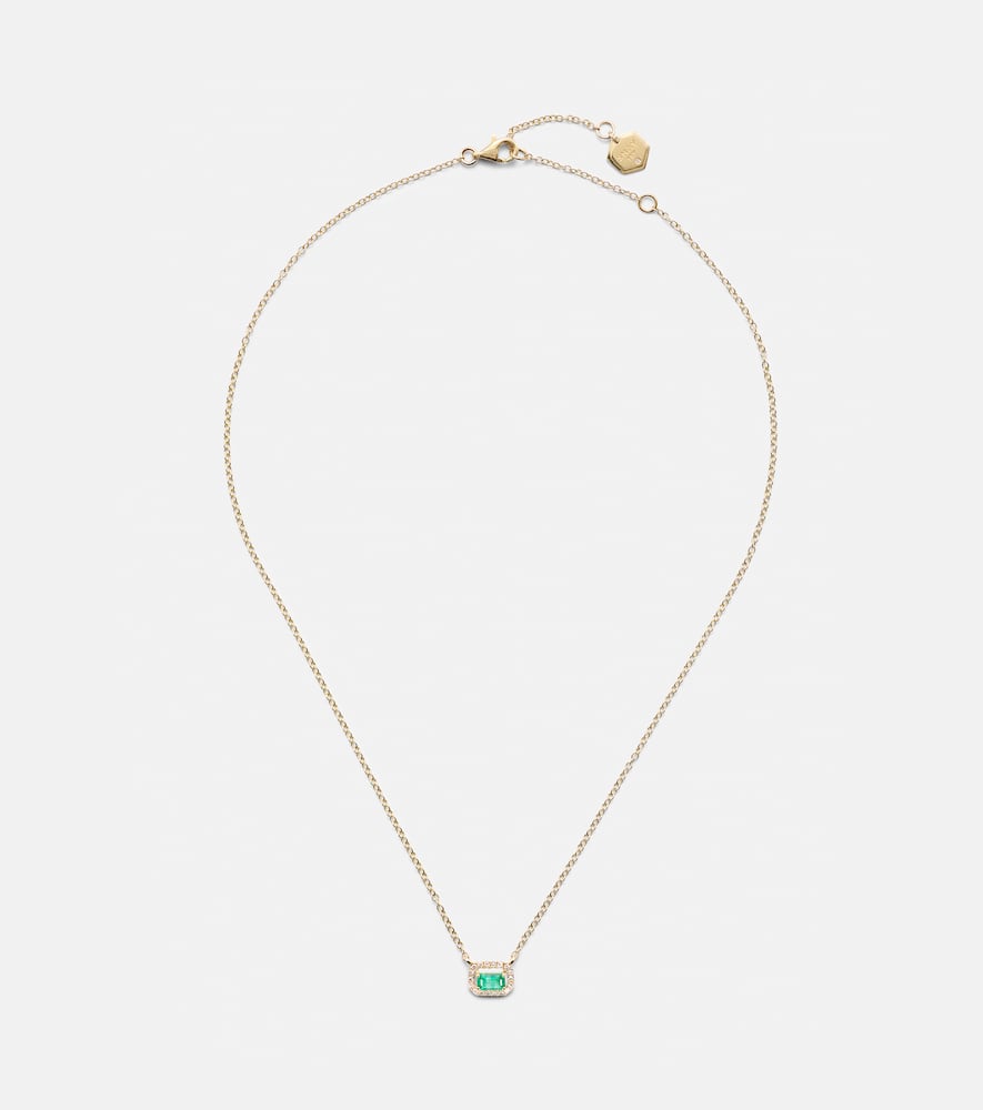 18kt gold pendant necklace with emerald and diamonds