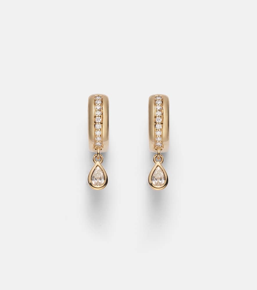 14kt gold hoop earrings with diamonds