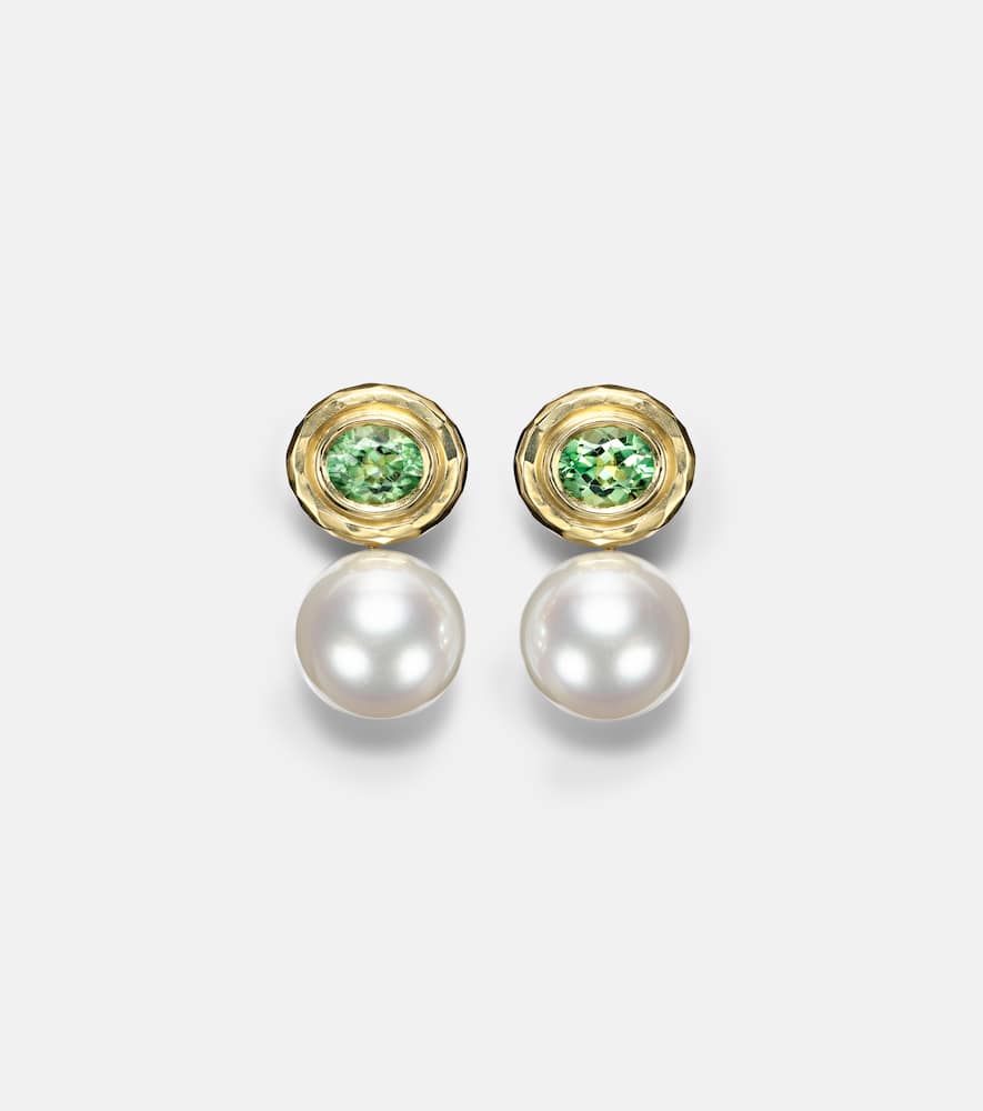 18kt gold earrings with pearls and tourmalines