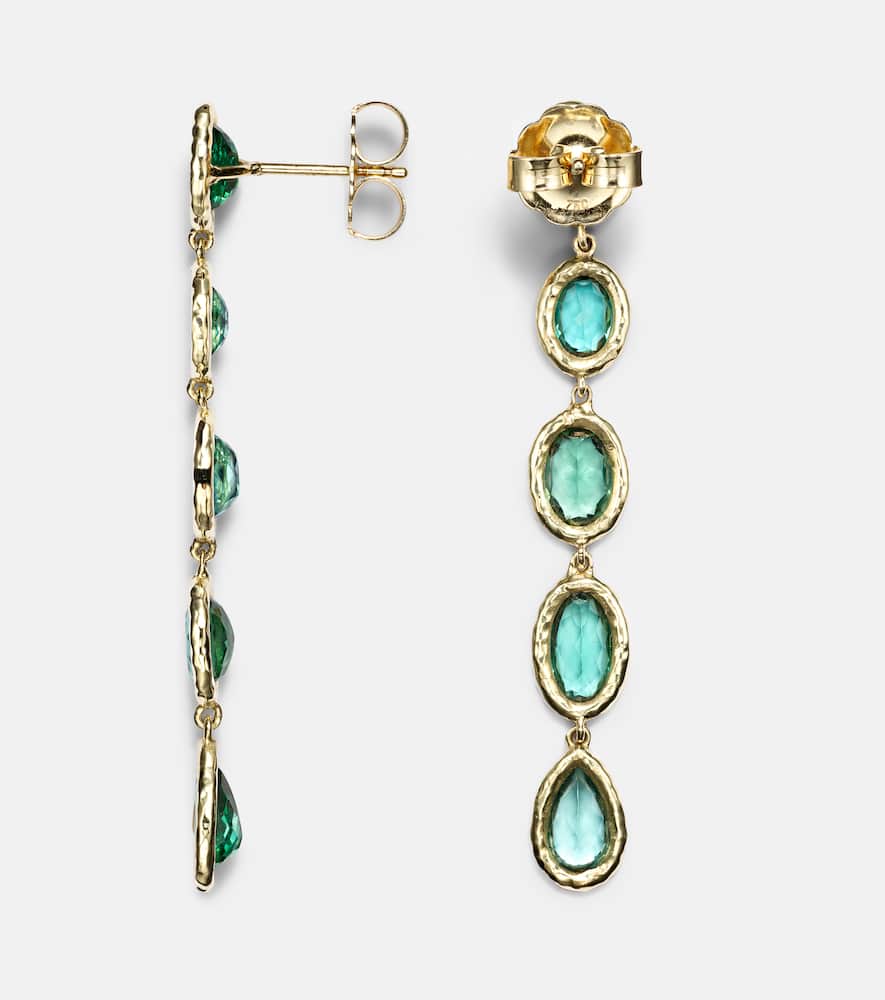 Mix and Match 18kt gold drop earrings with blue tourmalines