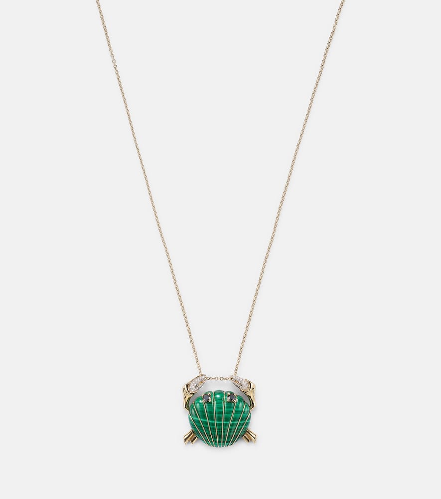 Yvonne Léon Crabe Coquillage 9kt gold pendant necklace with malachite and diamonds