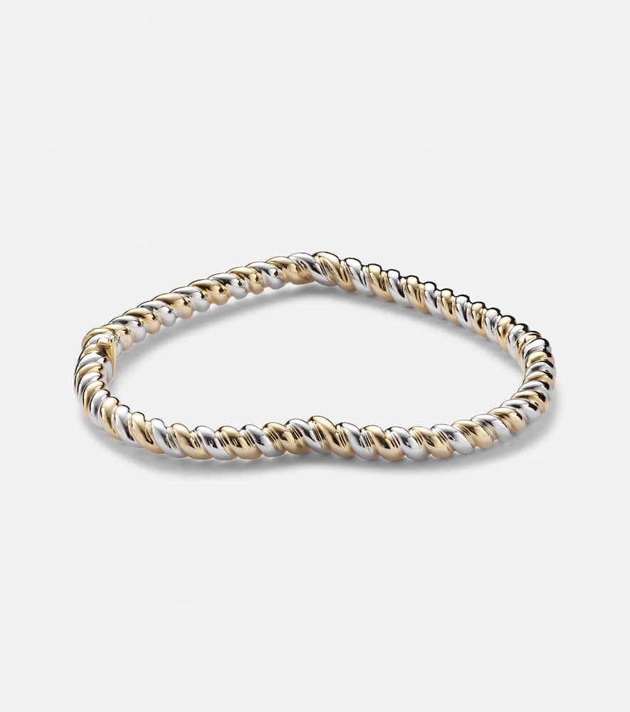 Yvonne Léon Jonc Cœur 9kt yellow and white gold bangle