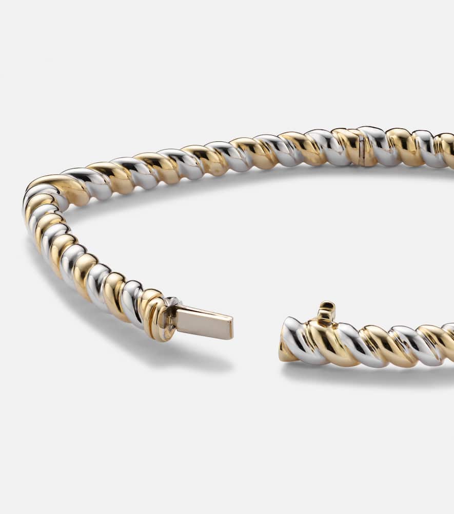 Yvonne Léon Jonc Cœur 9kt yellow and white gold bangle