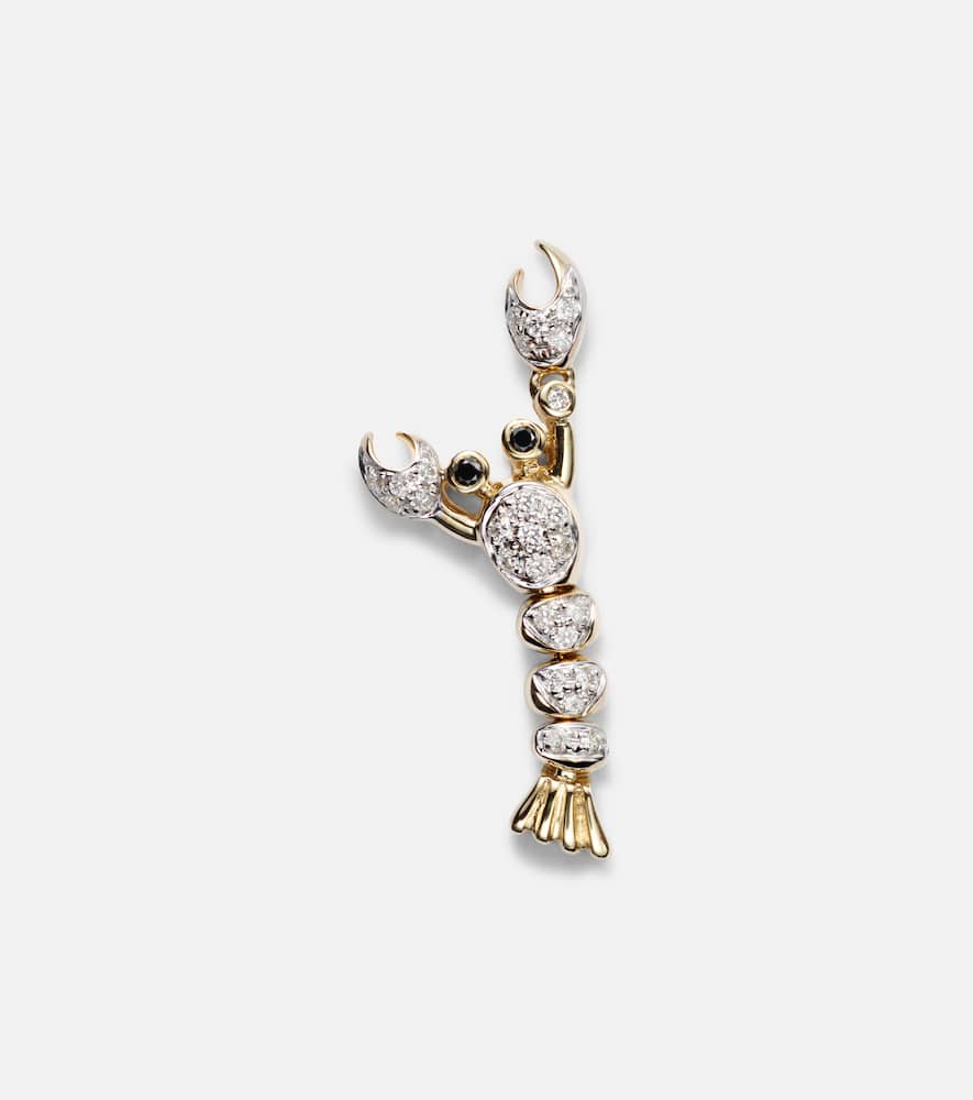 Yvonne Léon Homard Mini 9kt gold single earring with diamonds