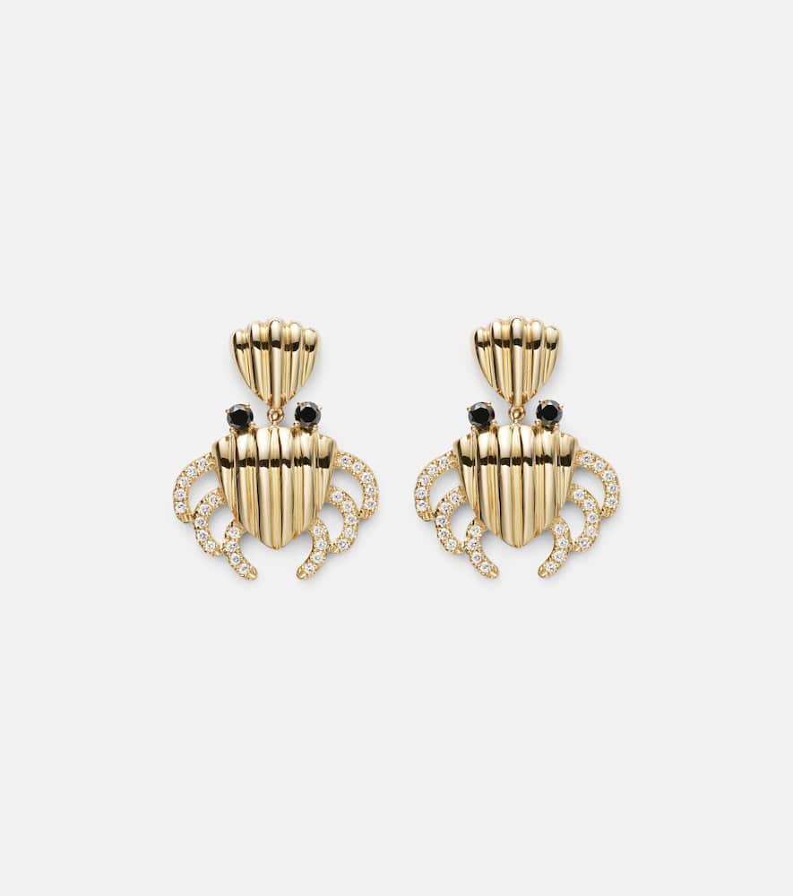 Yvonne Léon Crabe Coquillage 9kt gold earrings with diamonds