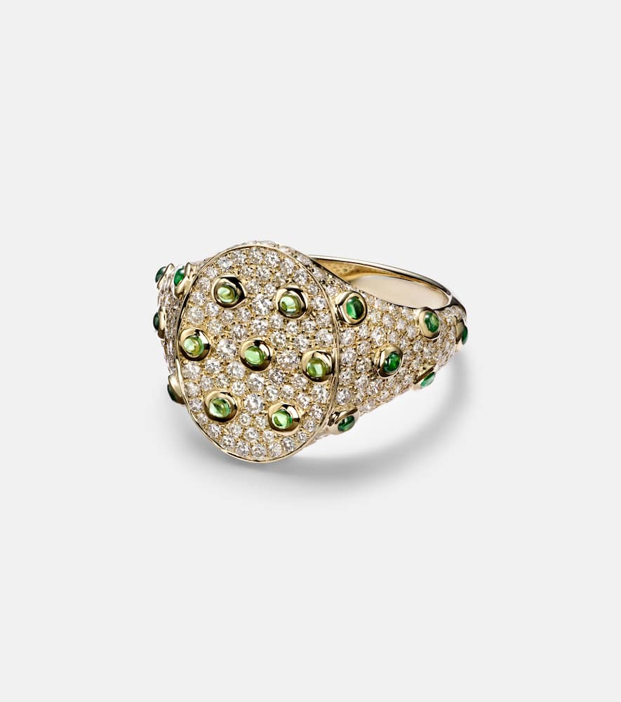 Yvonne Léon 9kt gold ring with grey diamonds and tsavorites