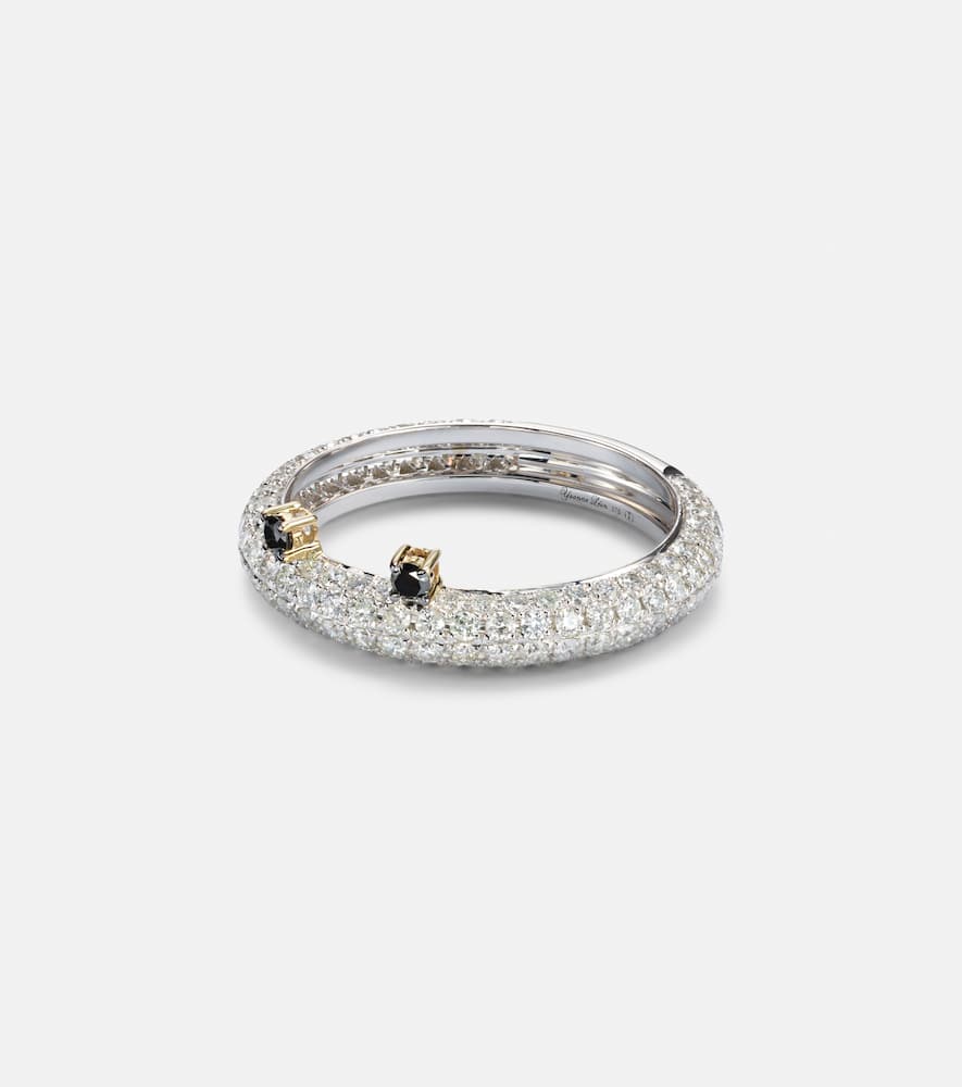 Yvonne Léon 9kt white gold ring with black diamonds and grey diamonds