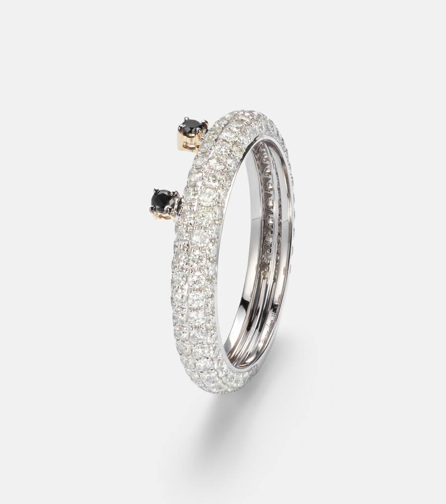 Yvonne Léon 9kt white gold ring with black diamonds and grey diamonds