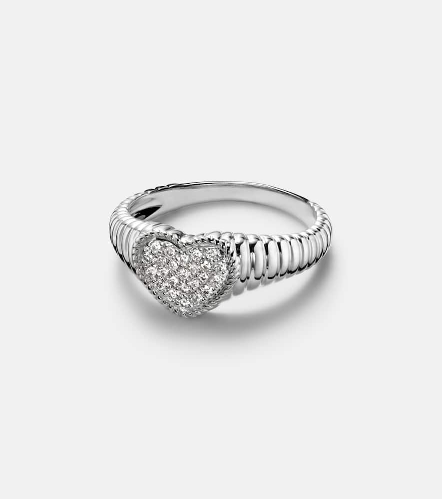 Yvonne Léon Baby 9kt white gold pinky ring with diamonds