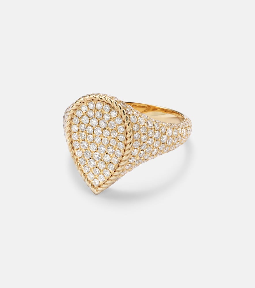 Yvonne Léon 18kt yellow gold pinky ring with diamonds