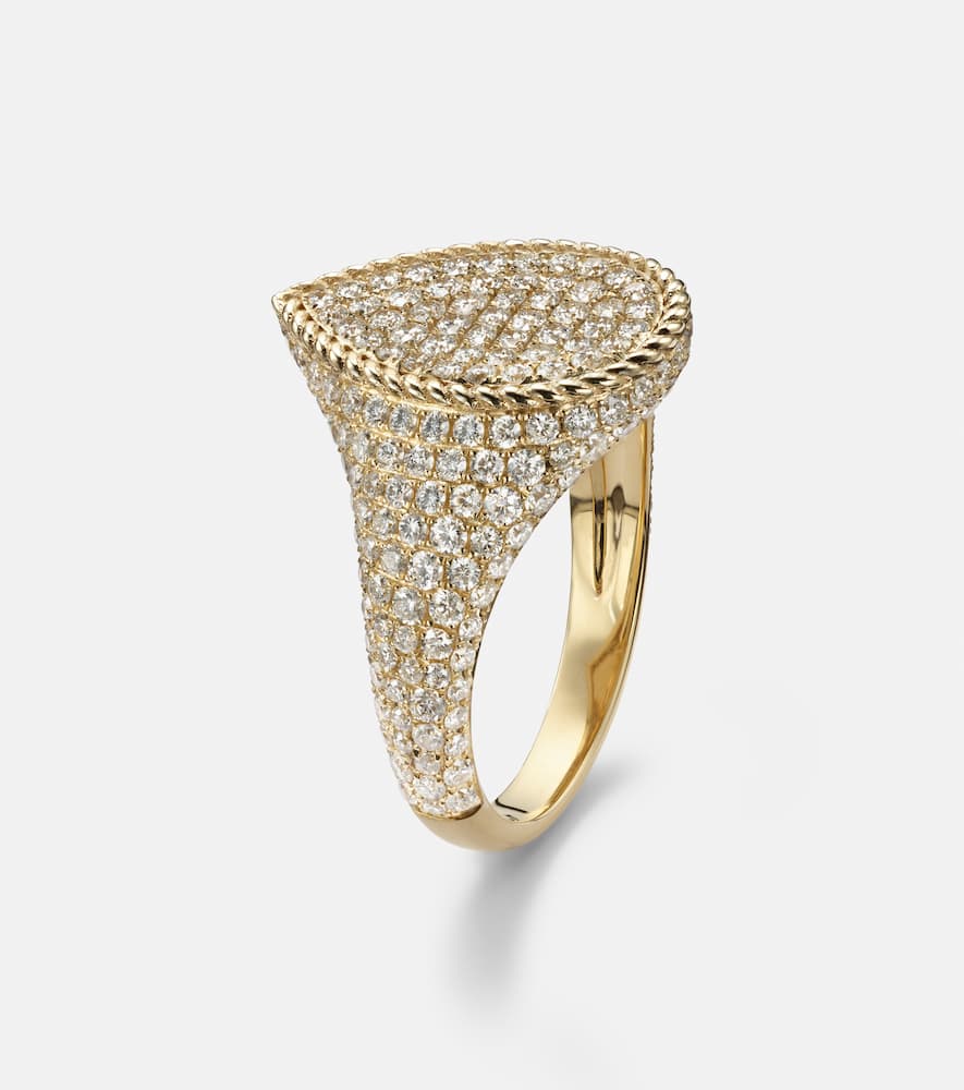 Yvonne Léon 18kt yellow gold pinky ring with diamonds