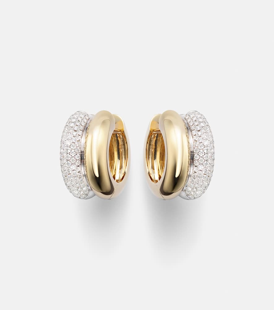 Yvonne Léon 9kt white and yellow gold hoop earrings with diamonds