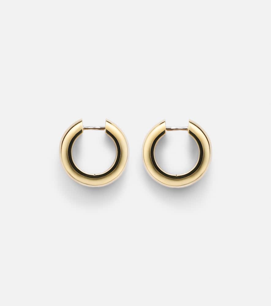 Yvonne Léon 9kt white and yellow gold hoop earrings with diamonds