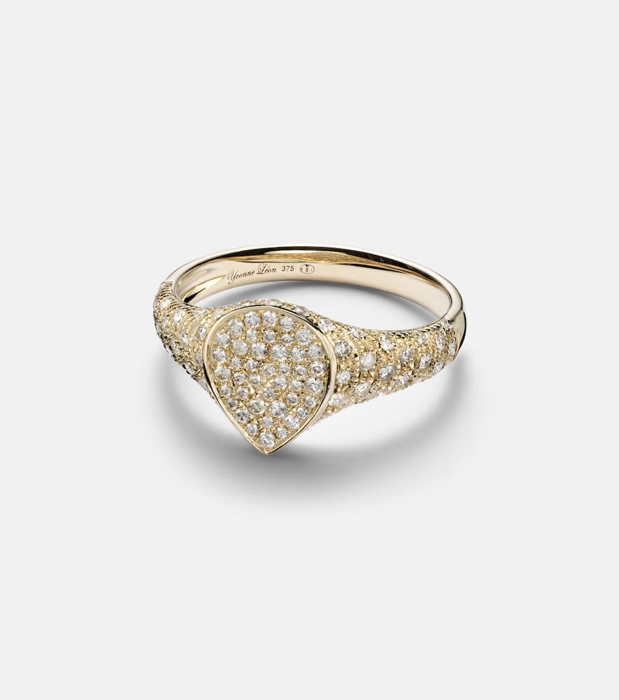 Yvonne Léon Mini 9kt gold ring with diamonds