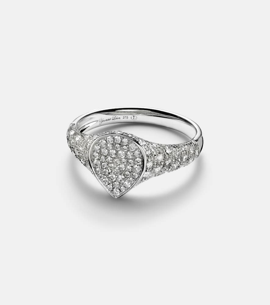 Yvonne Léon Mini 9kt white gold ring with diamonds