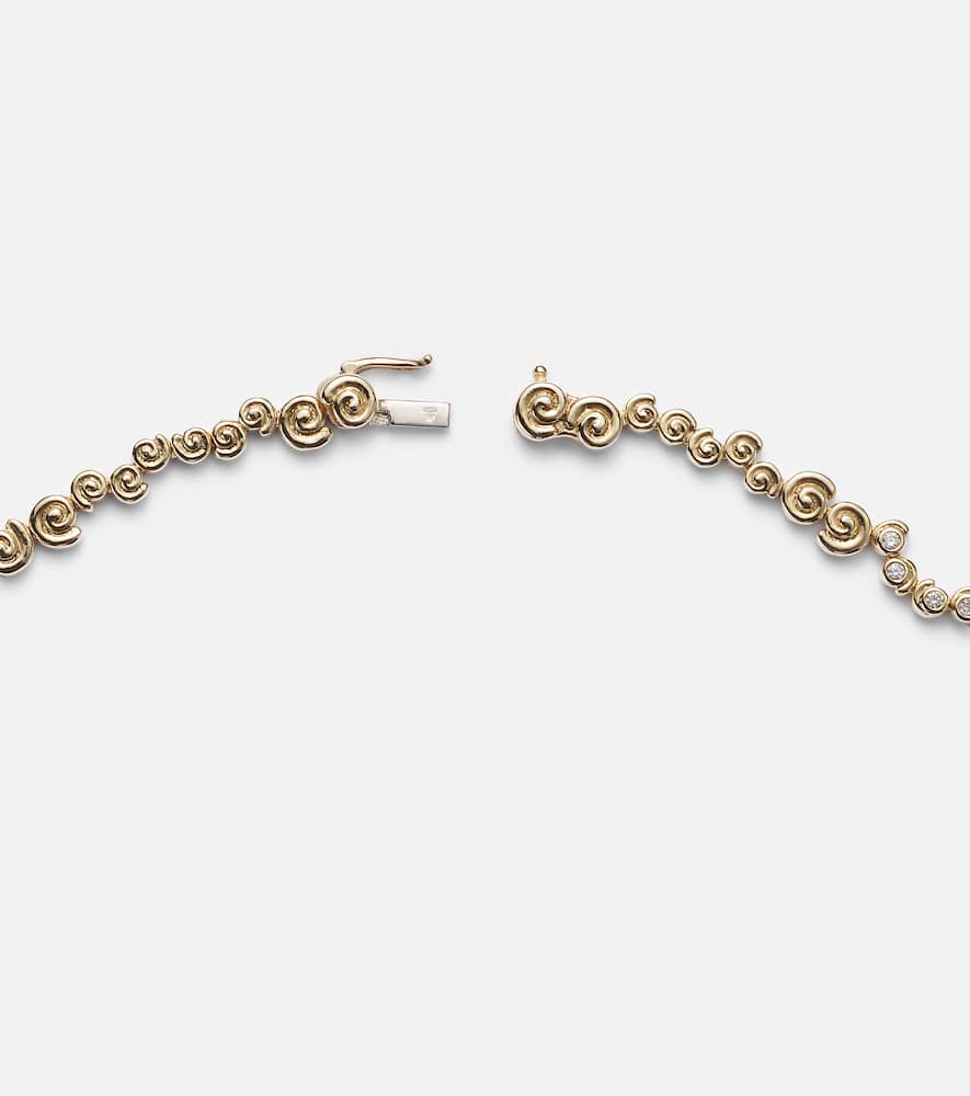 Yvonne Léon Rivière Escargot 9kt gold necklace with diamonds