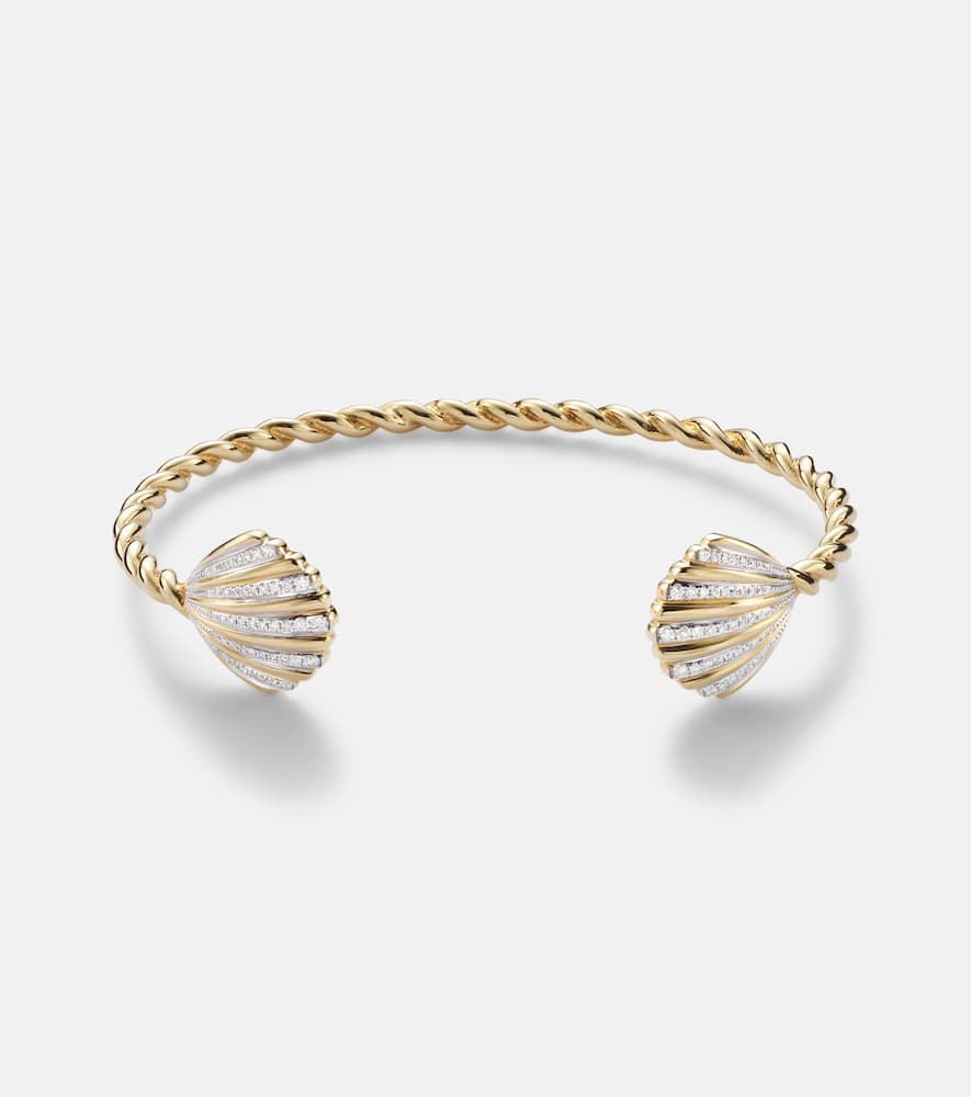 Yvonne Léon Jonc Coquillage 18kt gold bracelet with diamonds