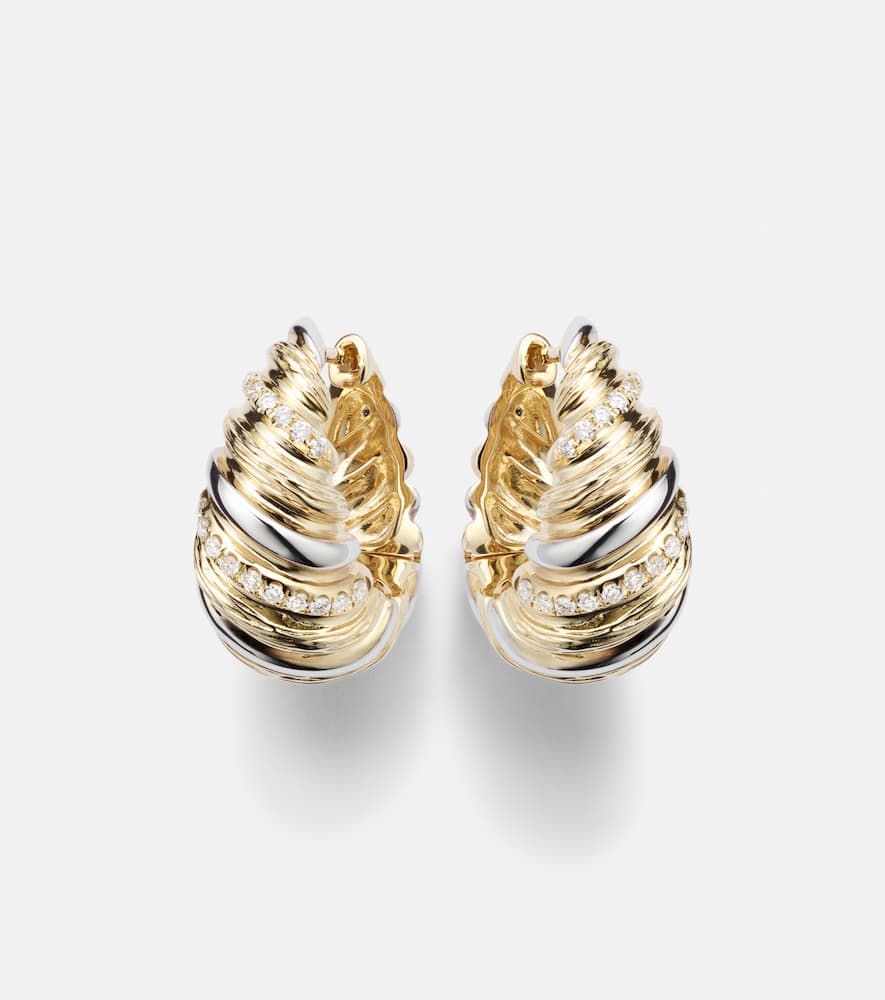 Yvonne Léon Berlingot 9kt white and yellow gold earrings with diamonds