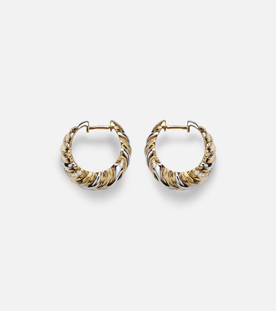 Yvonne Léon Berlingot 9kt white and yellow gold earrings with diamonds