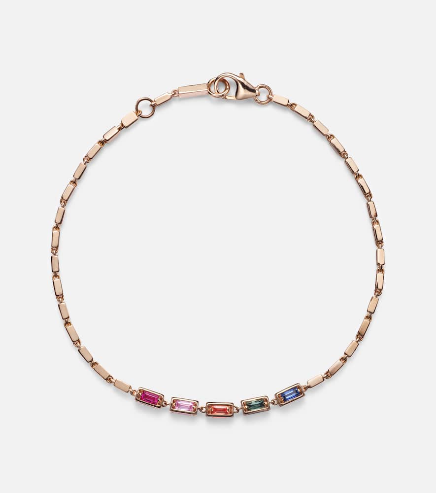 Block-Chain Mini 18kt rose gold bangle with sapphires