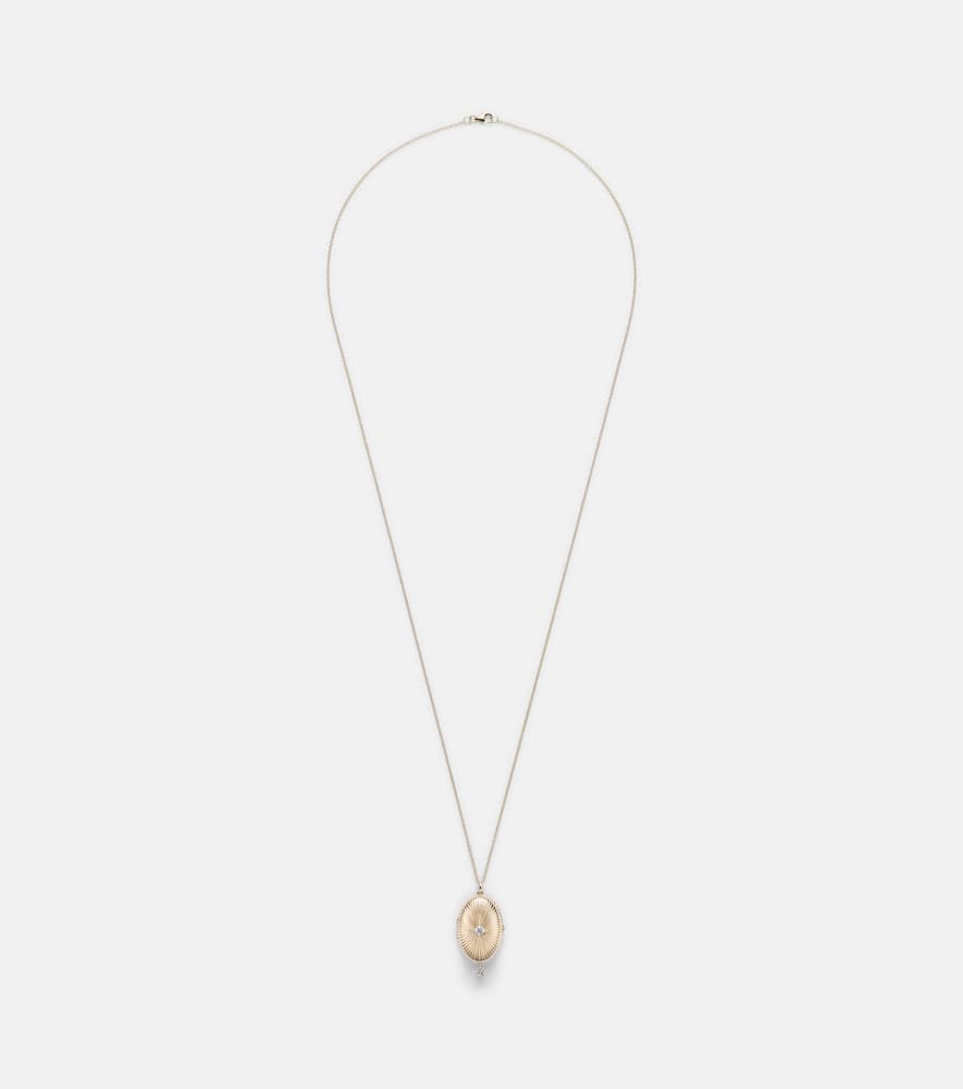 Persée 9kt gold locket necklace with diamonds