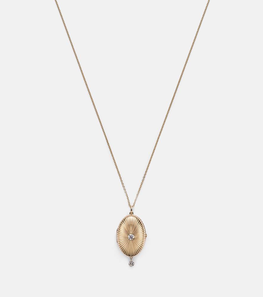 Persée 9kt gold locket necklace with diamonds