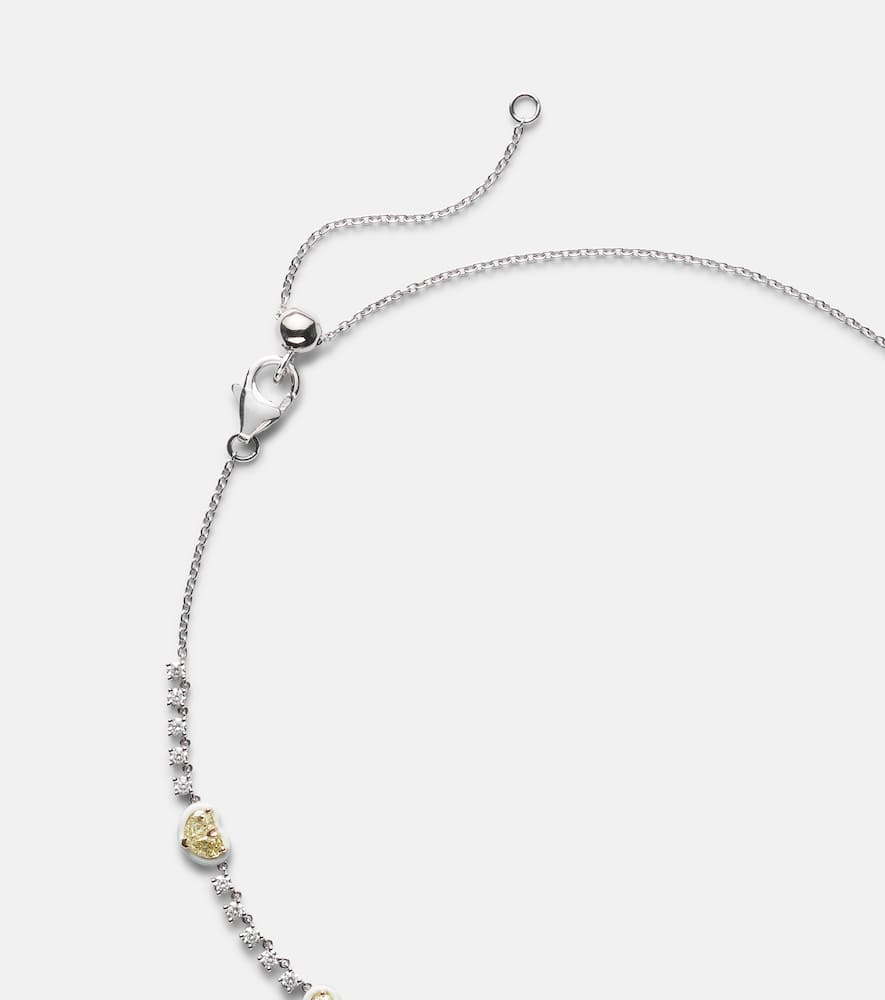 Twin Heart 18kt white gold and enamel choker with diamonds