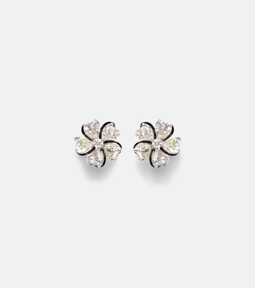 Love Petals 18kt white gold earrings with diamonds