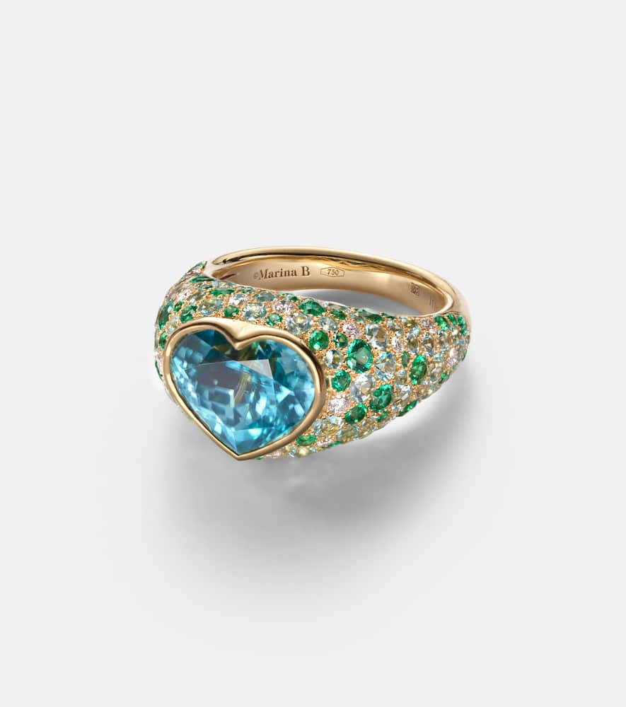 Calvina 18kt gold ring with gemstones