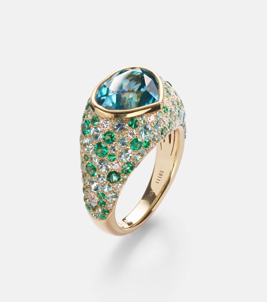 Calvina 18kt gold ring with gemstones