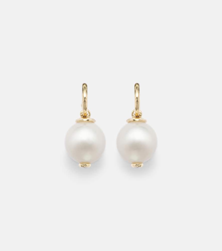 18kt gold drop earrings with diamonds and pearls