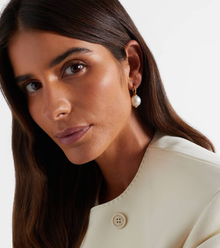 18kt gold drop earrings with diamonds and pearls