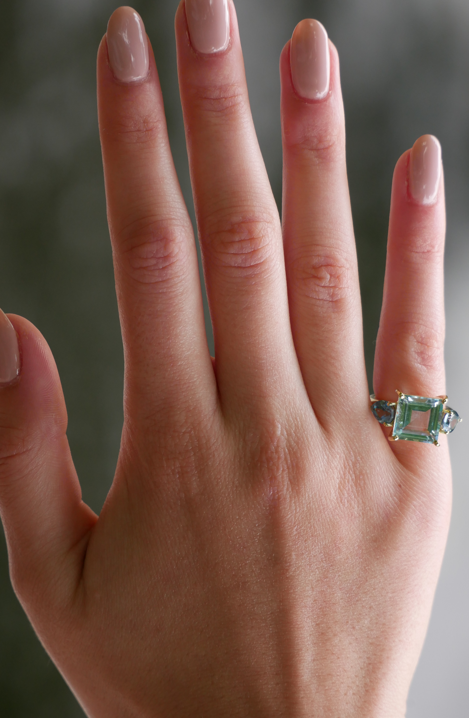 Sky Blue Topaz and Pear Teal Topaz Ring