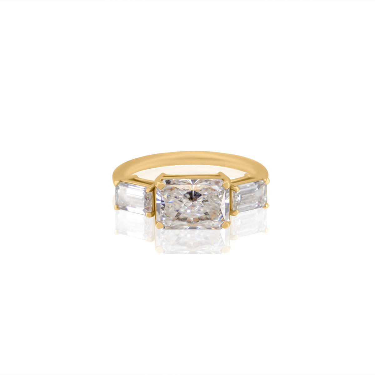 Gold Lab Diamond East To West Emerald Cut Ring