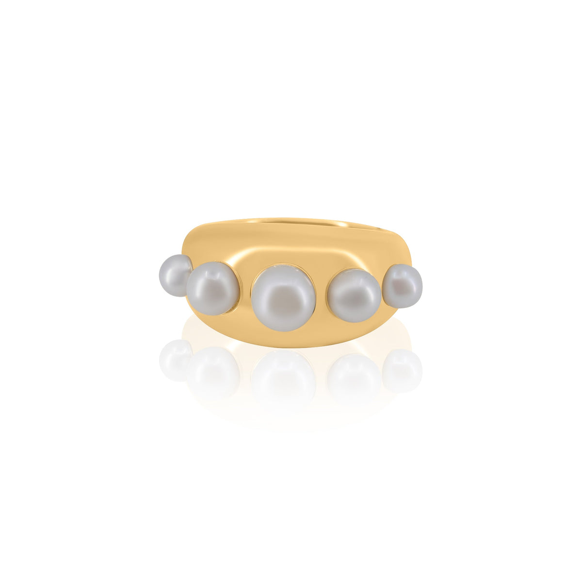 Gold Graduated Pearl Dome Ring