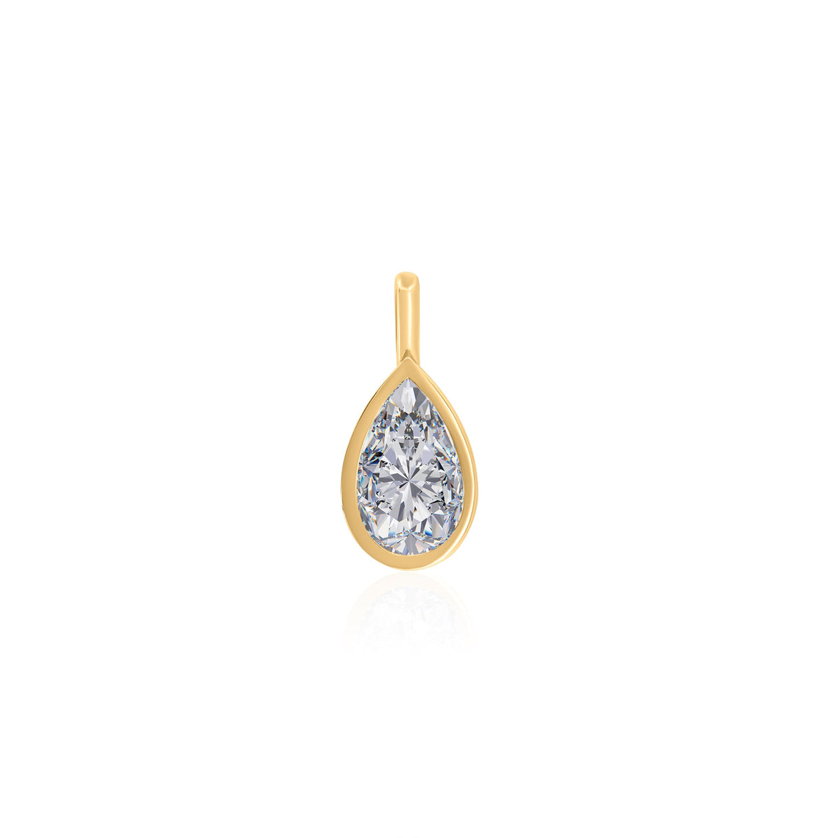 Gold Lab Diamond Pear Bezel Pendant