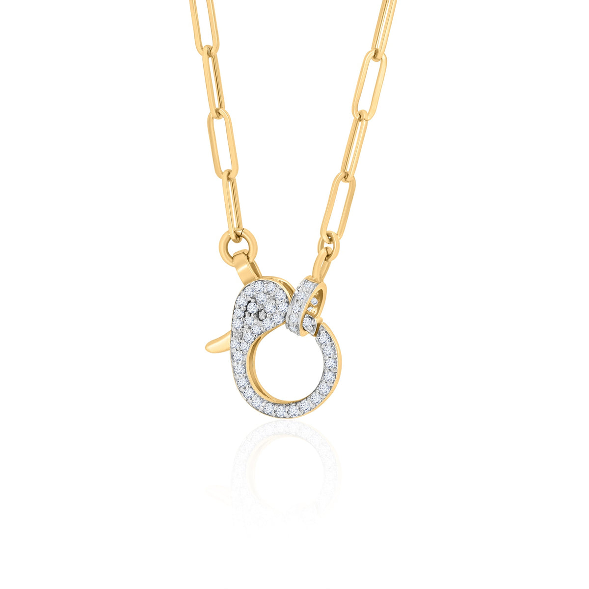 Gold Diamond Clasp Paperclip Necklace
