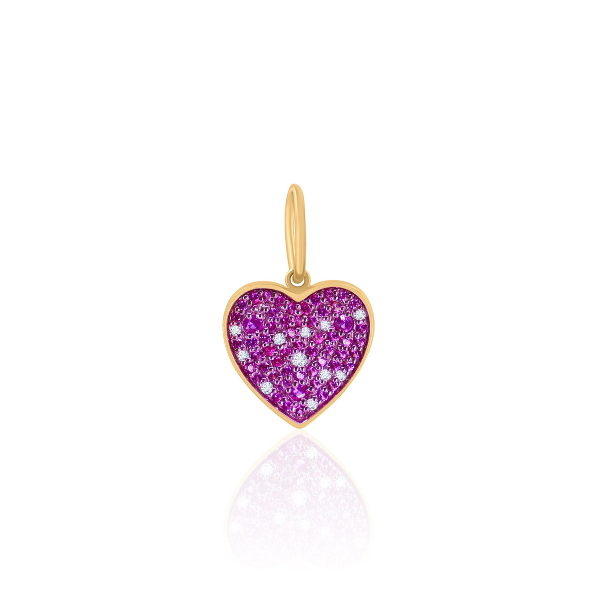 Gold Pink Sapphire and Diamond Heart Pendant