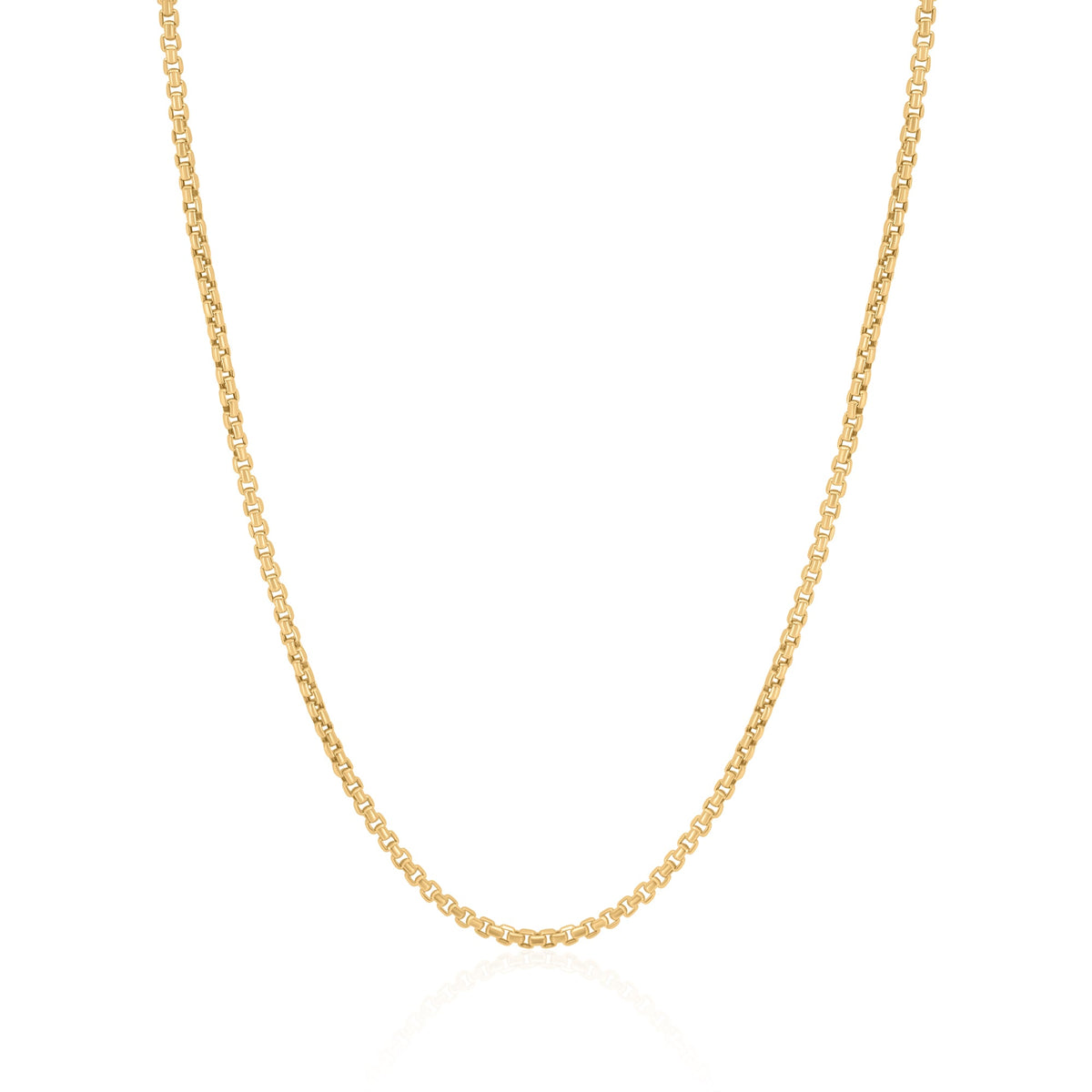 Gold Thin Round Box Chain Necklace